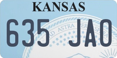 KS license plate 635JAO