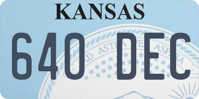 KS license plate 640DEC