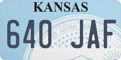 KS license plate 640JAF