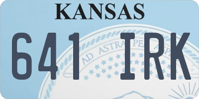 KS license plate 641IRK