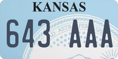 KS license plate 643AAA