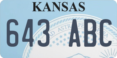 KS license plate 643ABC