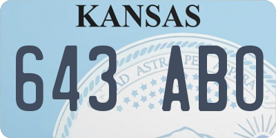 KS license plate 643ABO