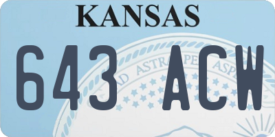 KS license plate 643ACW