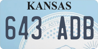 KS license plate 643ADB