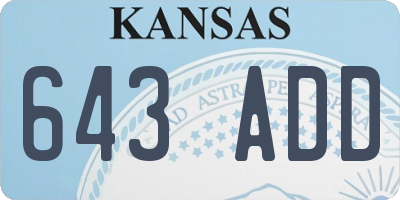 KS license plate 643ADD