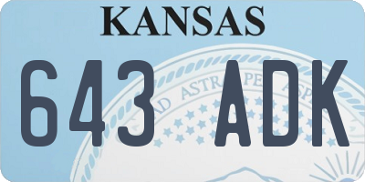 KS license plate 643ADK