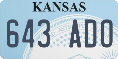 KS license plate 643ADO