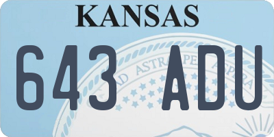 KS license plate 643ADU