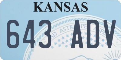 KS license plate 643ADV