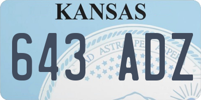 KS license plate 643ADZ