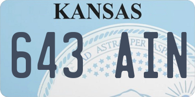 KS license plate 643AIN