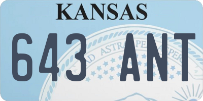 KS license plate 643ANT