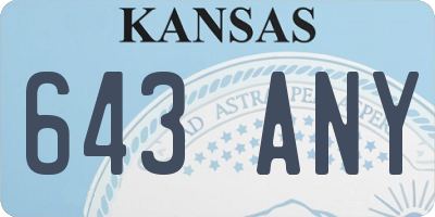 KS license plate 643ANY