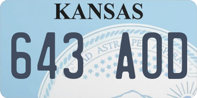 KS license plate 643AOD