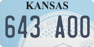 KS license plate 643AOO