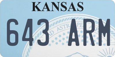 KS license plate 643ARM
