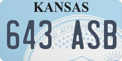 KS license plate 643ASB