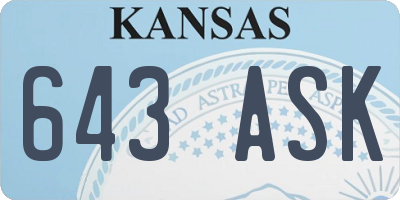 KS license plate 643ASK