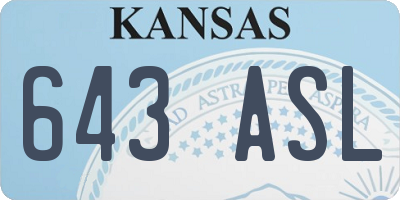 KS license plate 643ASL