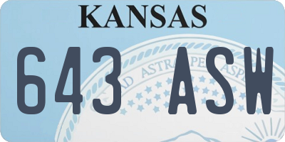 KS license plate 643ASW