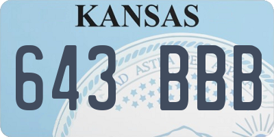 KS license plate 643BBB