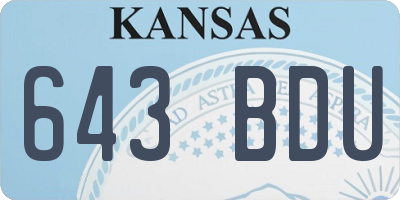 KS license plate 643BDU