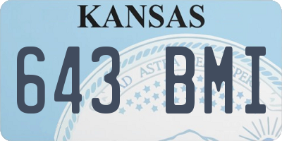 KS license plate 643BMI