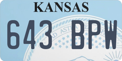 KS license plate 643BPW