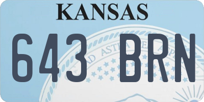 KS license plate 643BRN