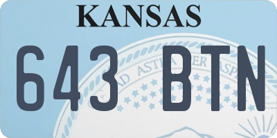 KS license plate 643BTN