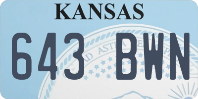 KS license plate 643BWN