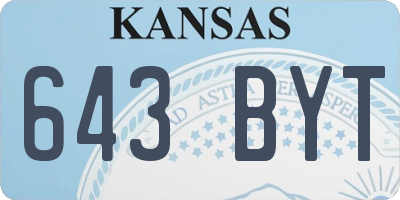 KS license plate 643BYT
