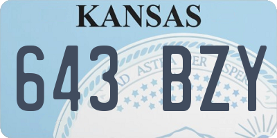 KS license plate 643BZY