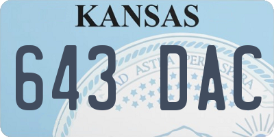 KS license plate 643DAC