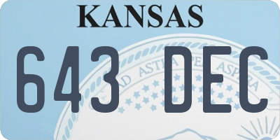 KS license plate 643DEC