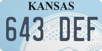 KS license plate 643DEF