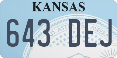 KS license plate 643DEJ
