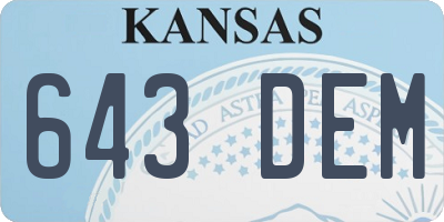 KS license plate 643DEM