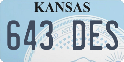 KS license plate 643DES
