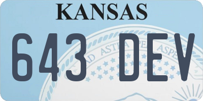 KS license plate 643DEV