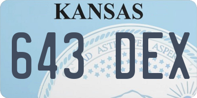 KS license plate 643DEX