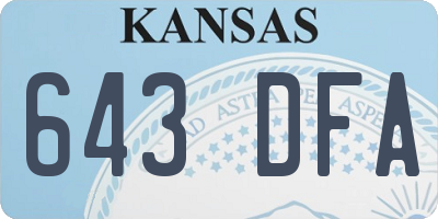 KS license plate 643DFA