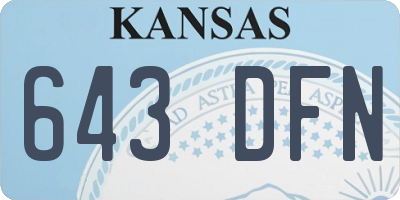 KS license plate 643DFN