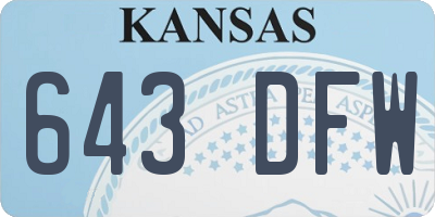 KS license plate 643DFW
