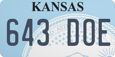 KS license plate 643DOE