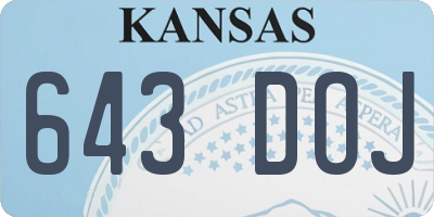 KS license plate 643DOJ