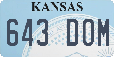 KS license plate 643DOM