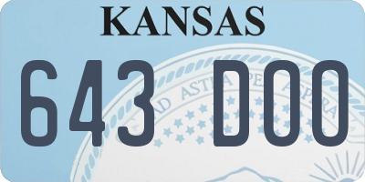 KS license plate 643DOO