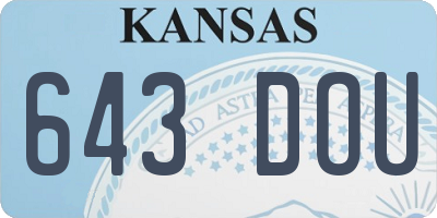 KS license plate 643DOU